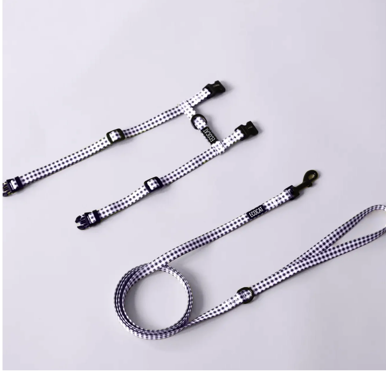 Ensemble de marche pour chat carreau mauve