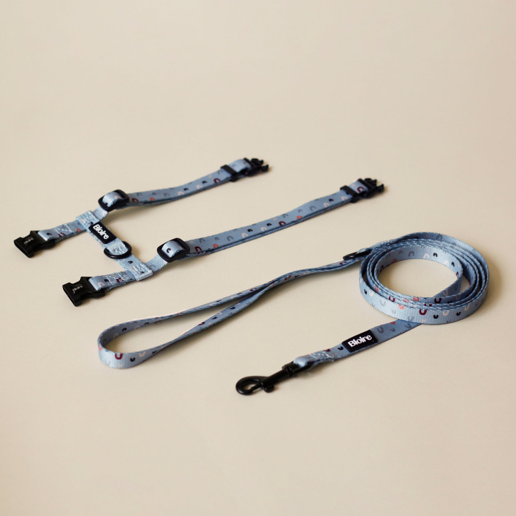 Bloire Walk Kit Blue Rainbow Leash and Harness